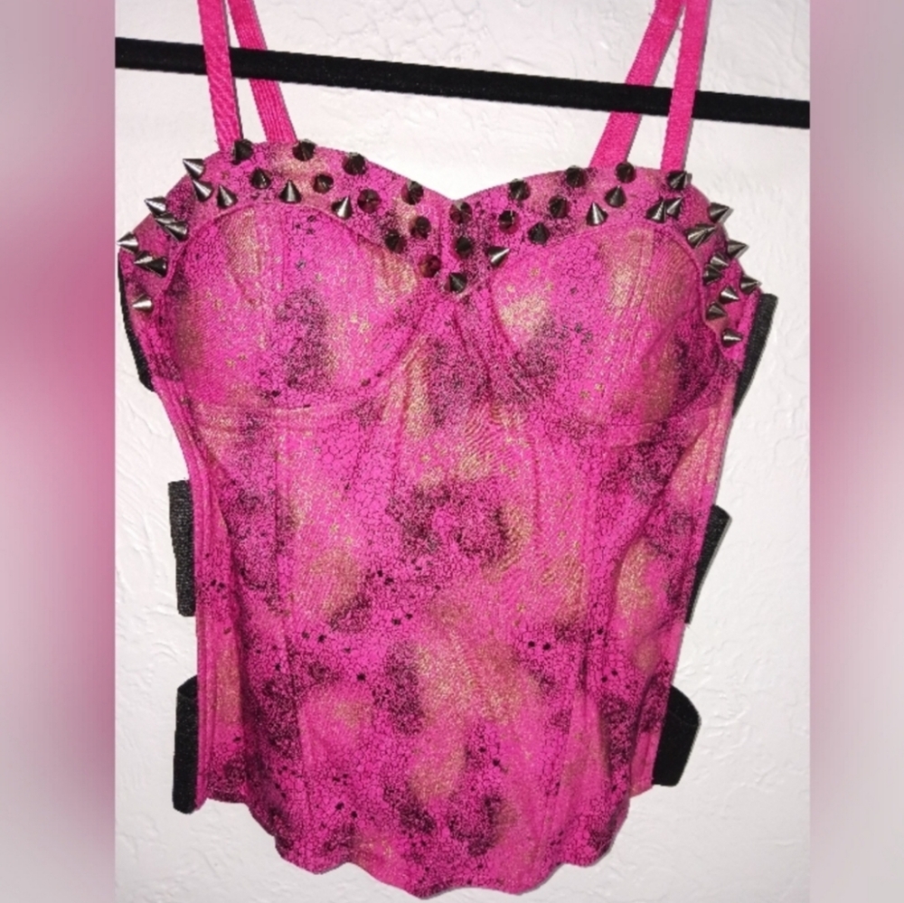 Studded Pink Bustier Top Ole Ole(Gifted)